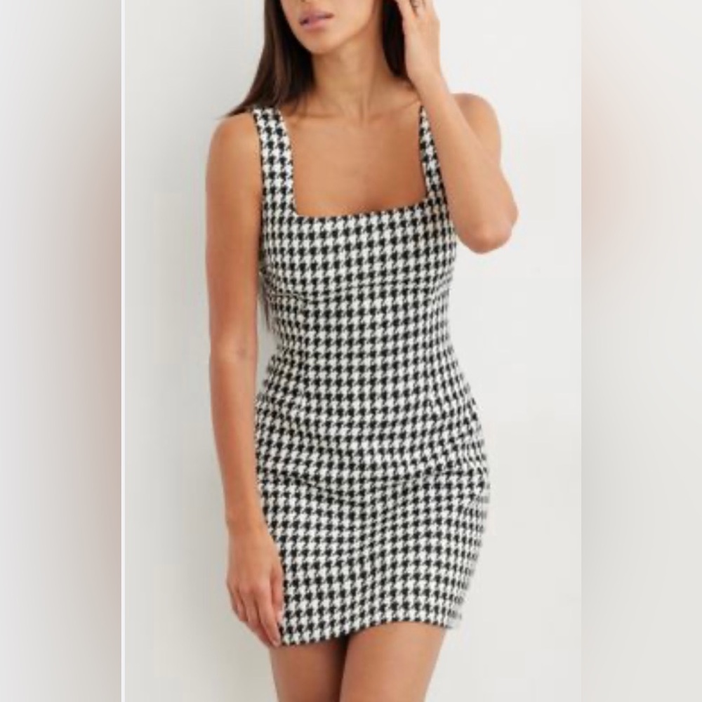 Dynamite Black and White Houndstooth Mini Dress